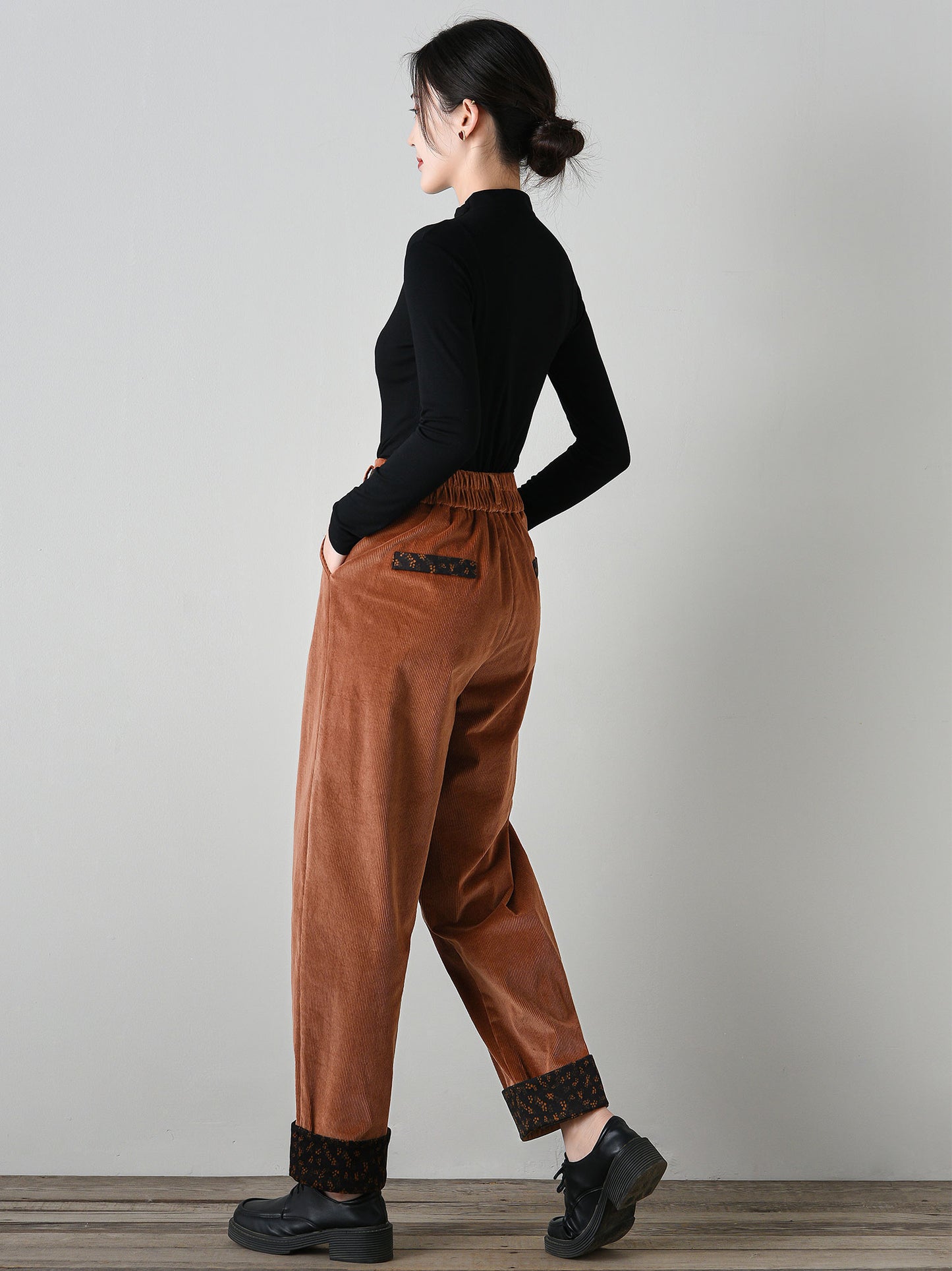 Patchwork Relaxed Fit Corduroy Pants C4696