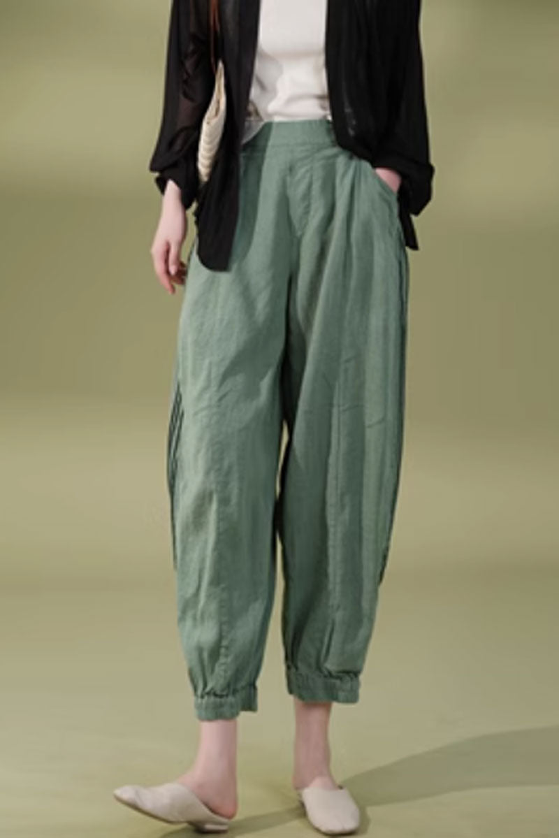 midi loose fitting summer linen pants  C3863