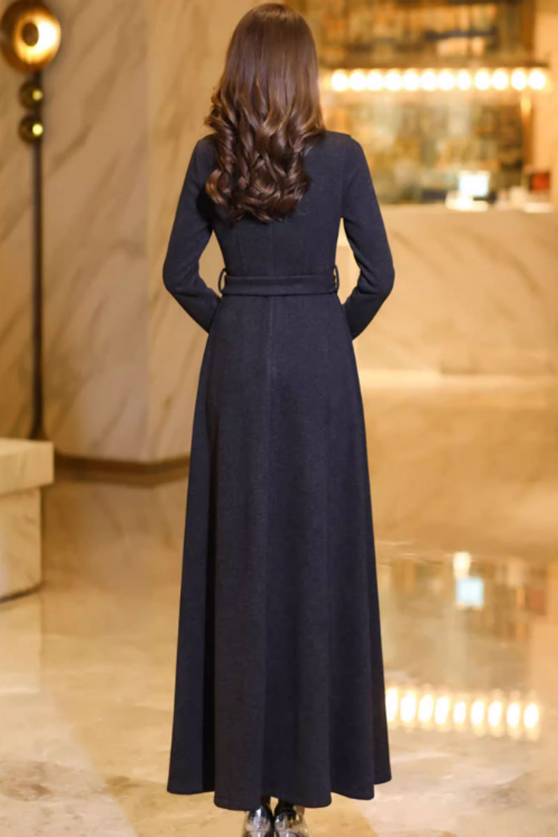 maxi fit and flare winter wool dress c3740