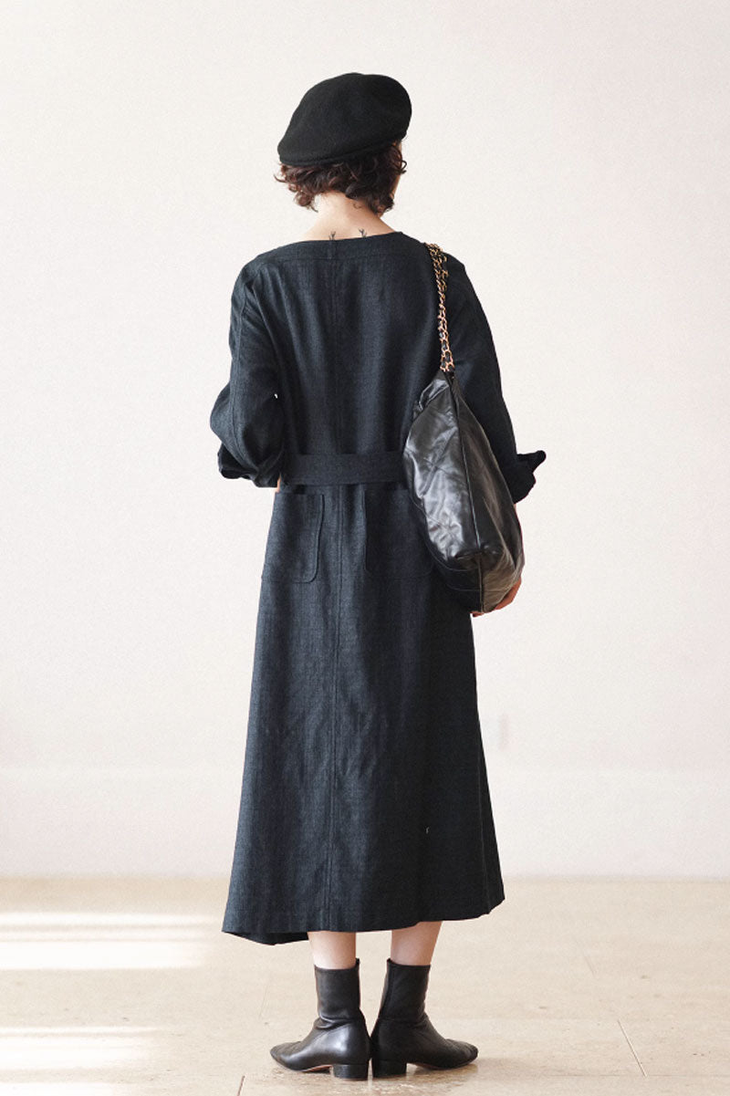 Long sleeves autumn dress for women with pockets C3494