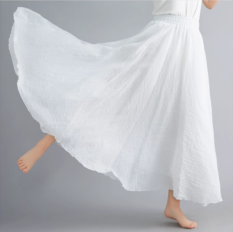 White swing long linen skirt women C5023-1 (white)