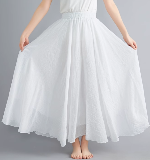 White swing long linen skirt women C5023-1 (white)