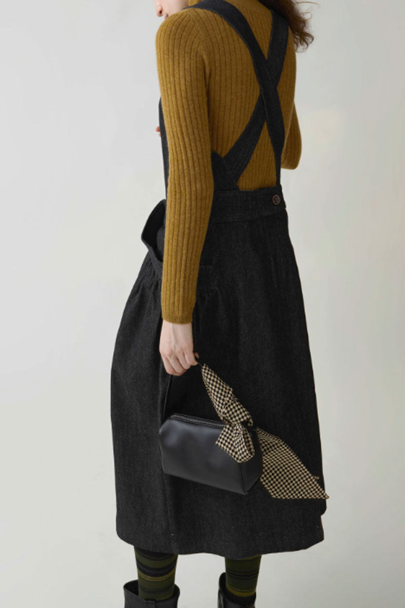 wool pinafore dress with big pockets C3829