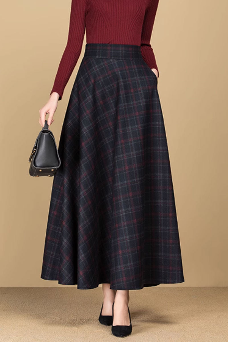 womens winter wool skirts with pocekts C3748