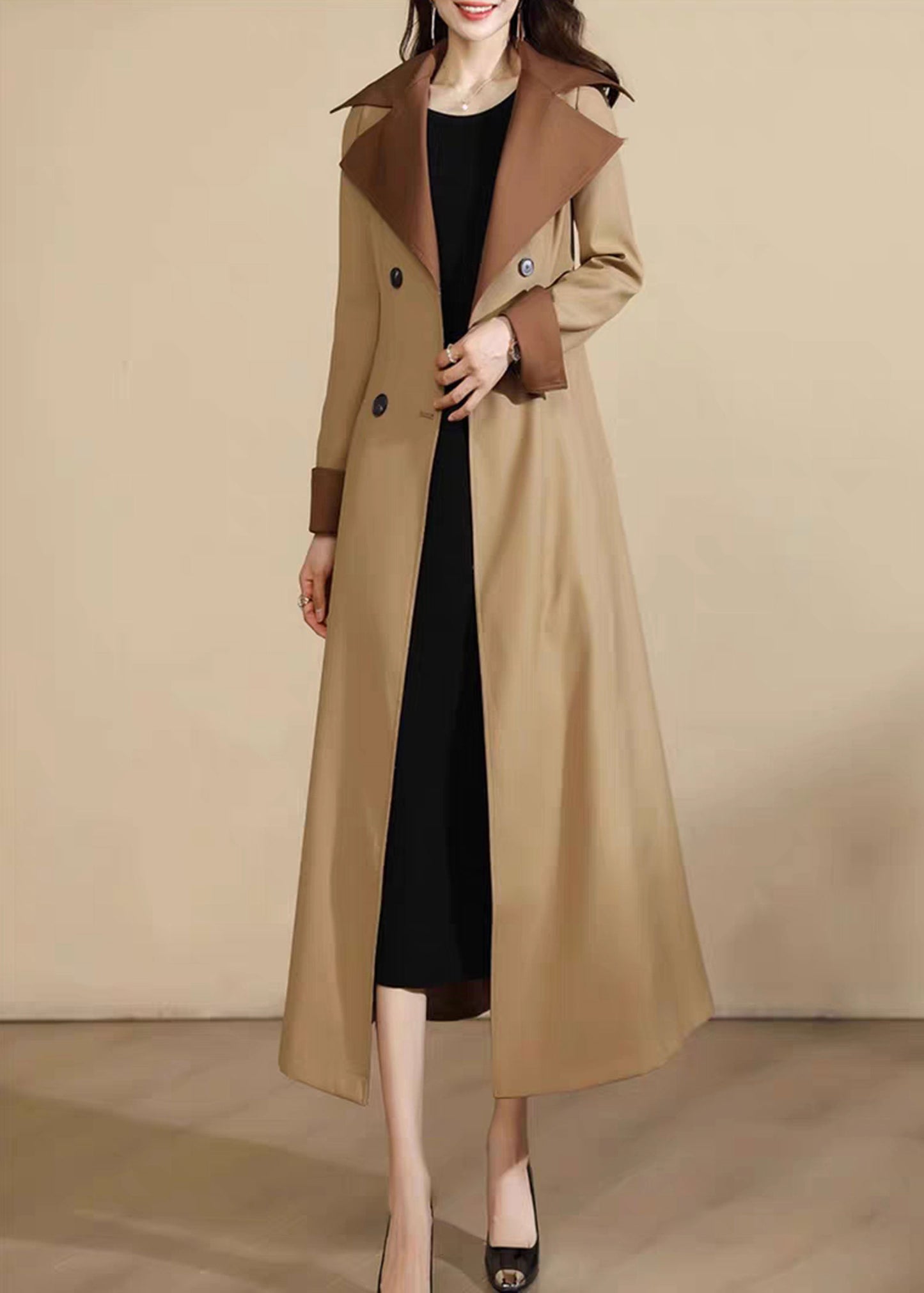 Double Breasted Coat, Spring Coat Dress, Long Trench Coat C3606