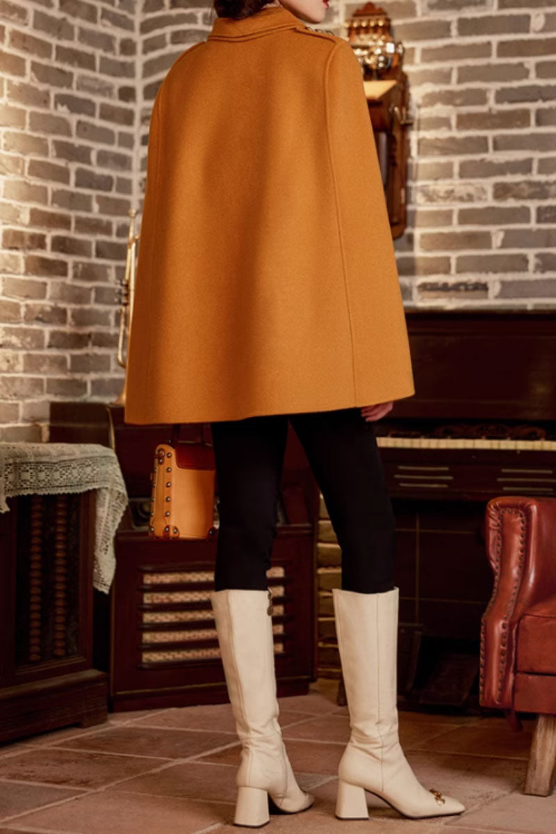 Yellow wool cape coat women halloween C3666