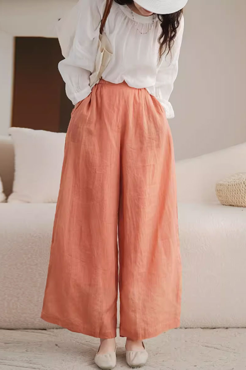 wide leg linen pants for women C3856