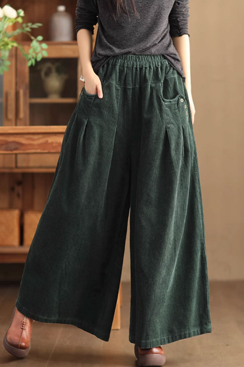 wide leg womens corduroy pants C3899
