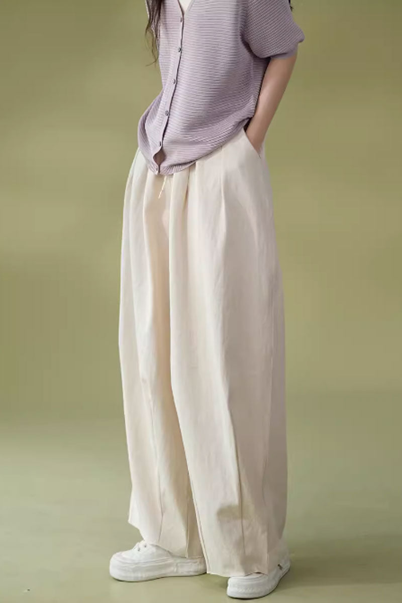 wide leg long linen pants women C3862