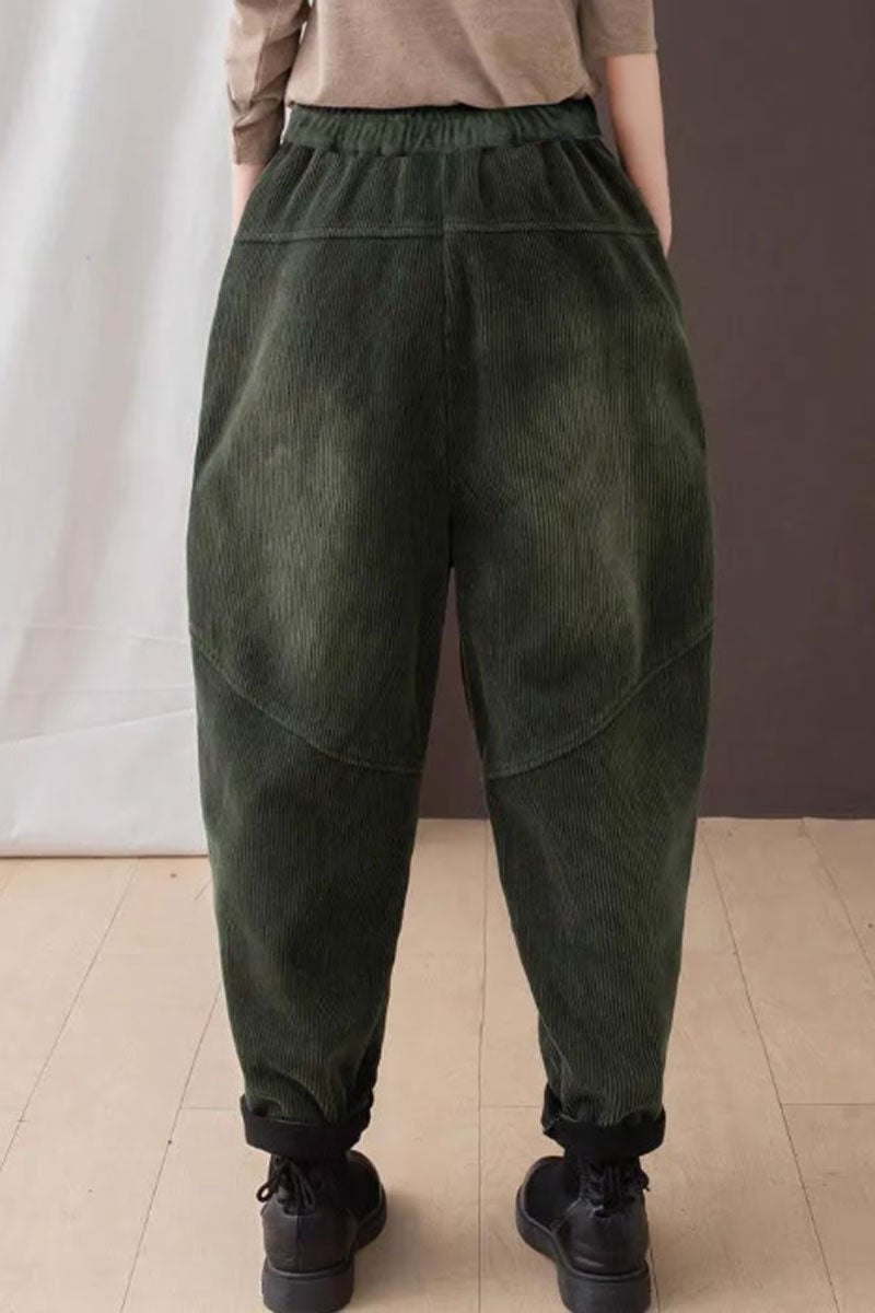 long corduroy pants with elastic waist C3813