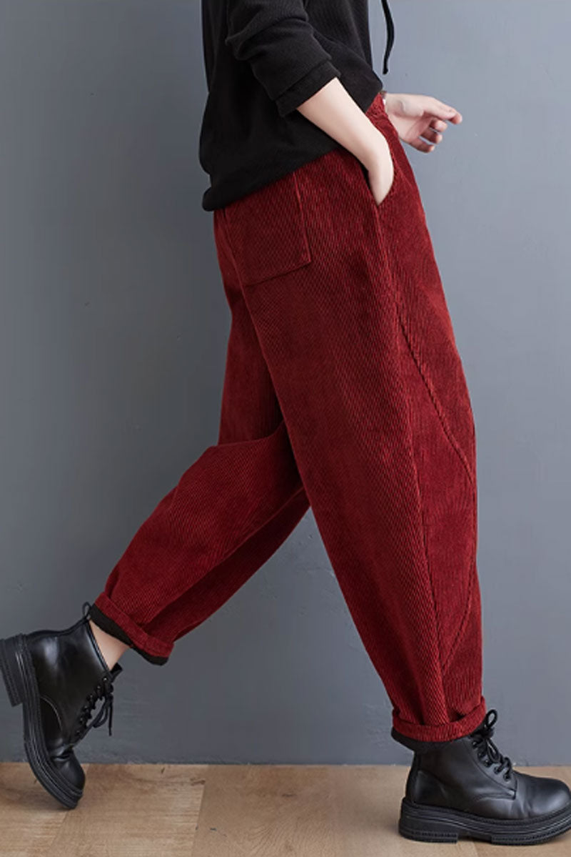 Plus size corduroy pants for women C3817