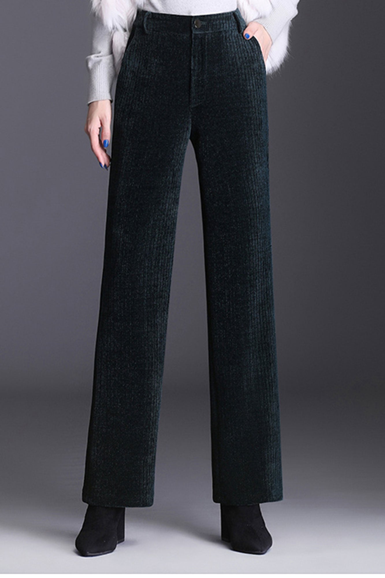 Red Corduroy Pants, High waist Long Corduroy Pants C2547,Size M #CK2101481