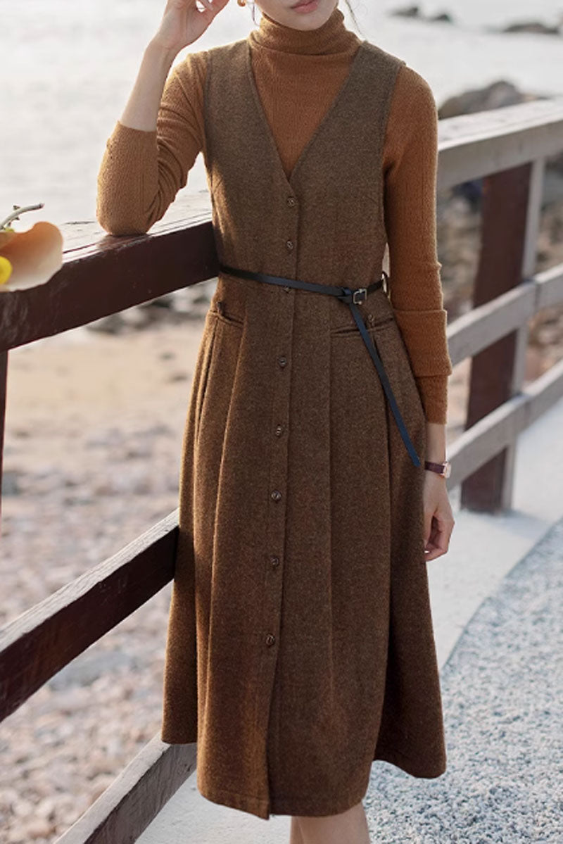 womens vintage sleeves wool dress  C3825