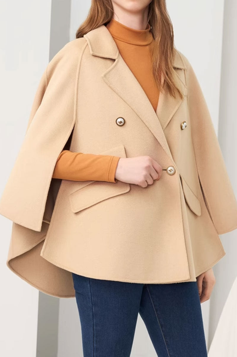Loose fitting winter wool cape coat women C3670