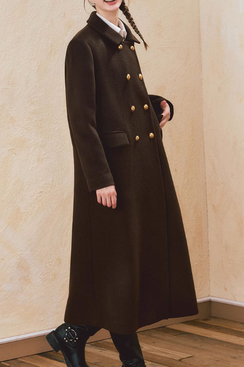 double breasted winter long wool coat c3743
