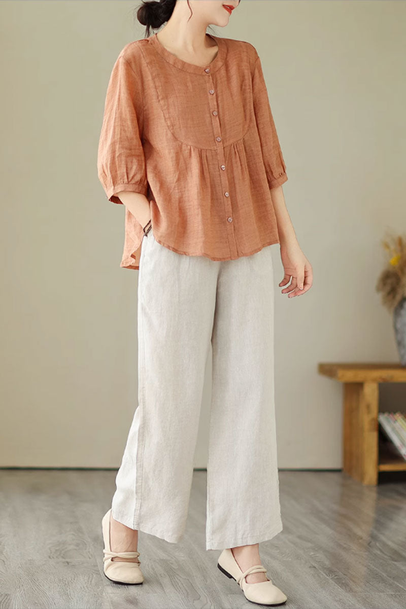 loose fitting womens summer linen blouse  C3866