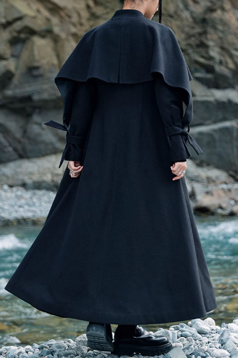 maxi winter long wool cape coat women c3744