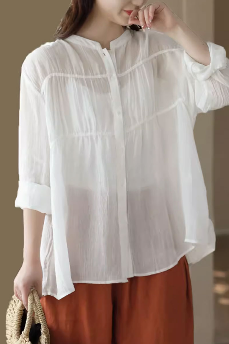 womens summer linen loose fitting blouse C3865