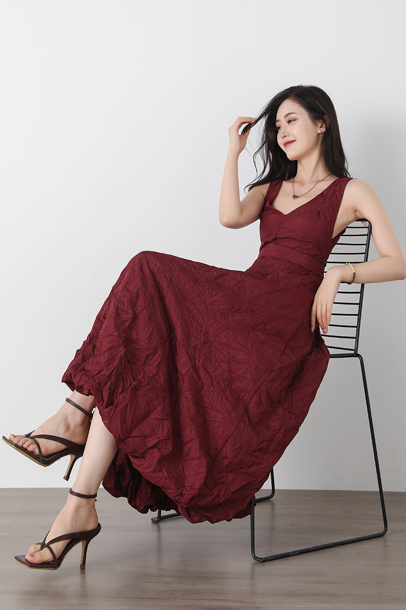 Women's Red Maxi Dress C3246