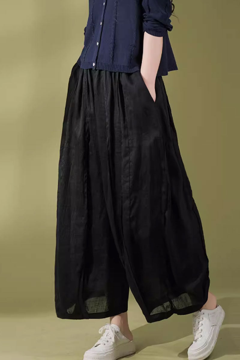 womens wide leg summer linen pants C3860