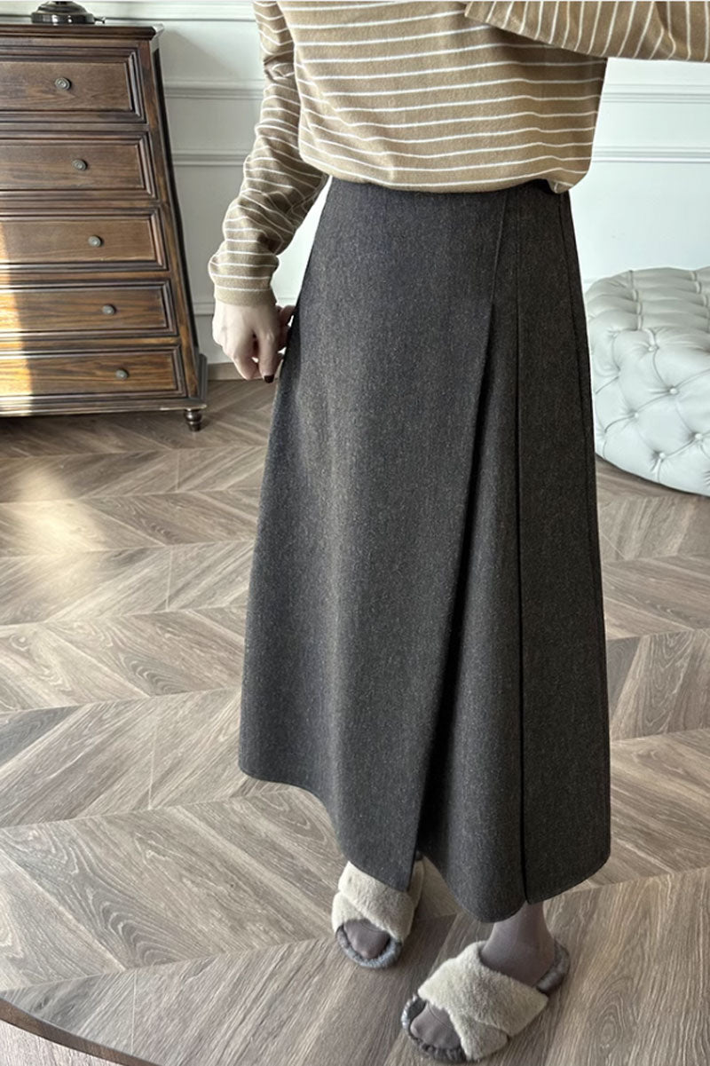 Long winter wool skirt women C3526