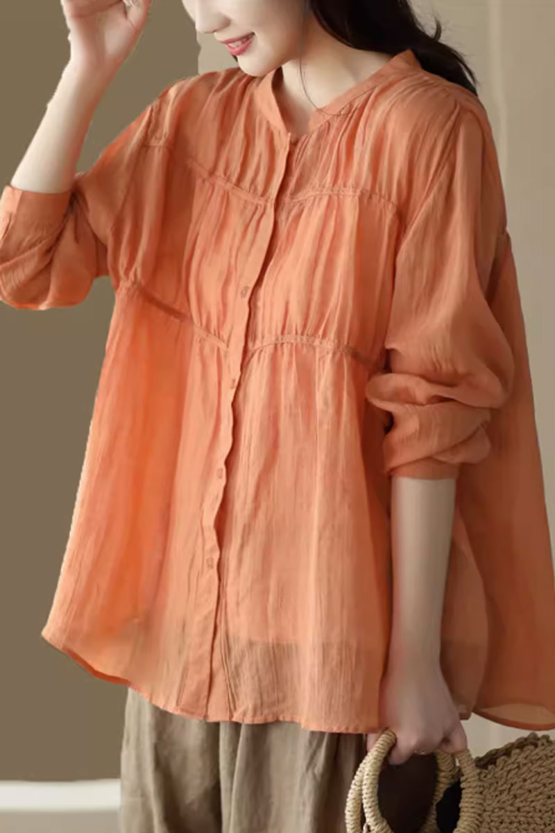 womens summer linen loose fitting blouse C3865