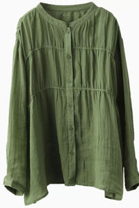 womens summer linen loose fitting blouse  C3865