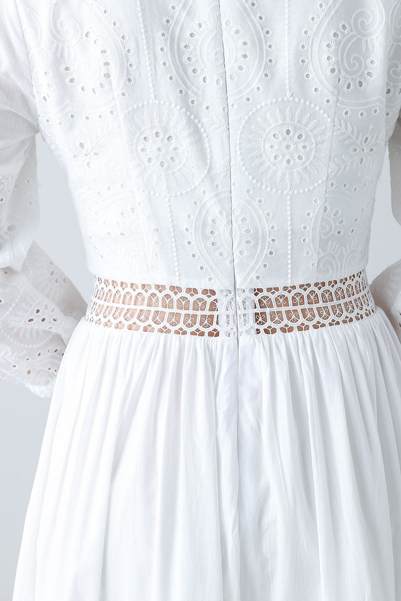 Women's summer white embroidered dress C3458