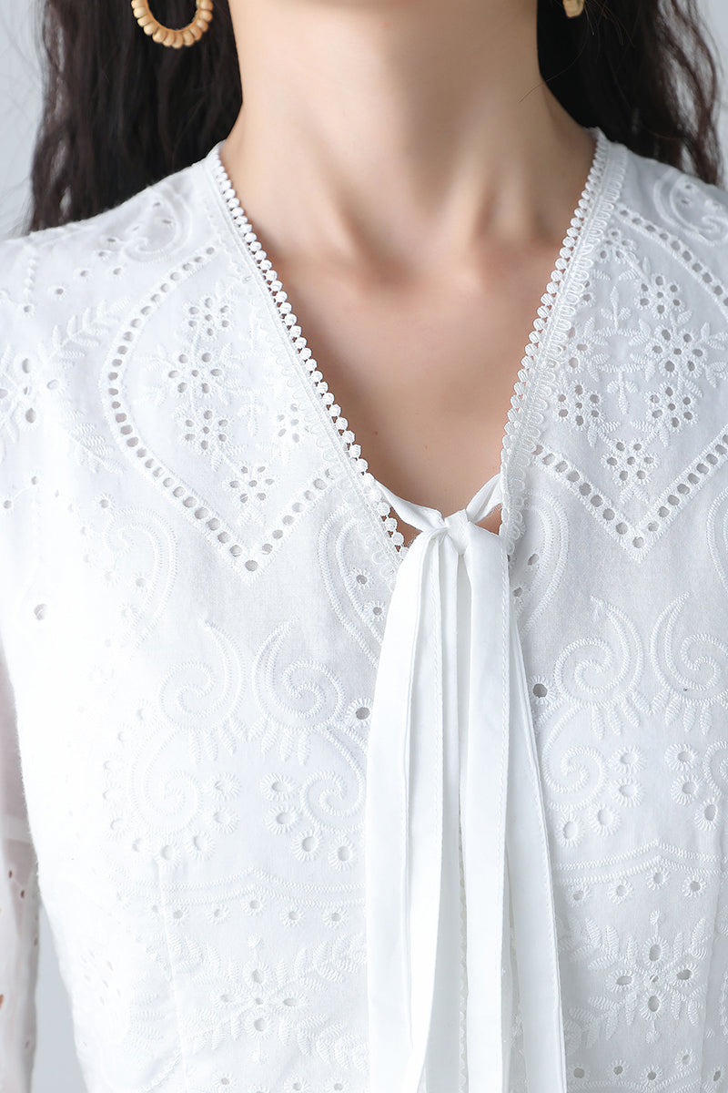 Women's summer white embroidered dress C3458