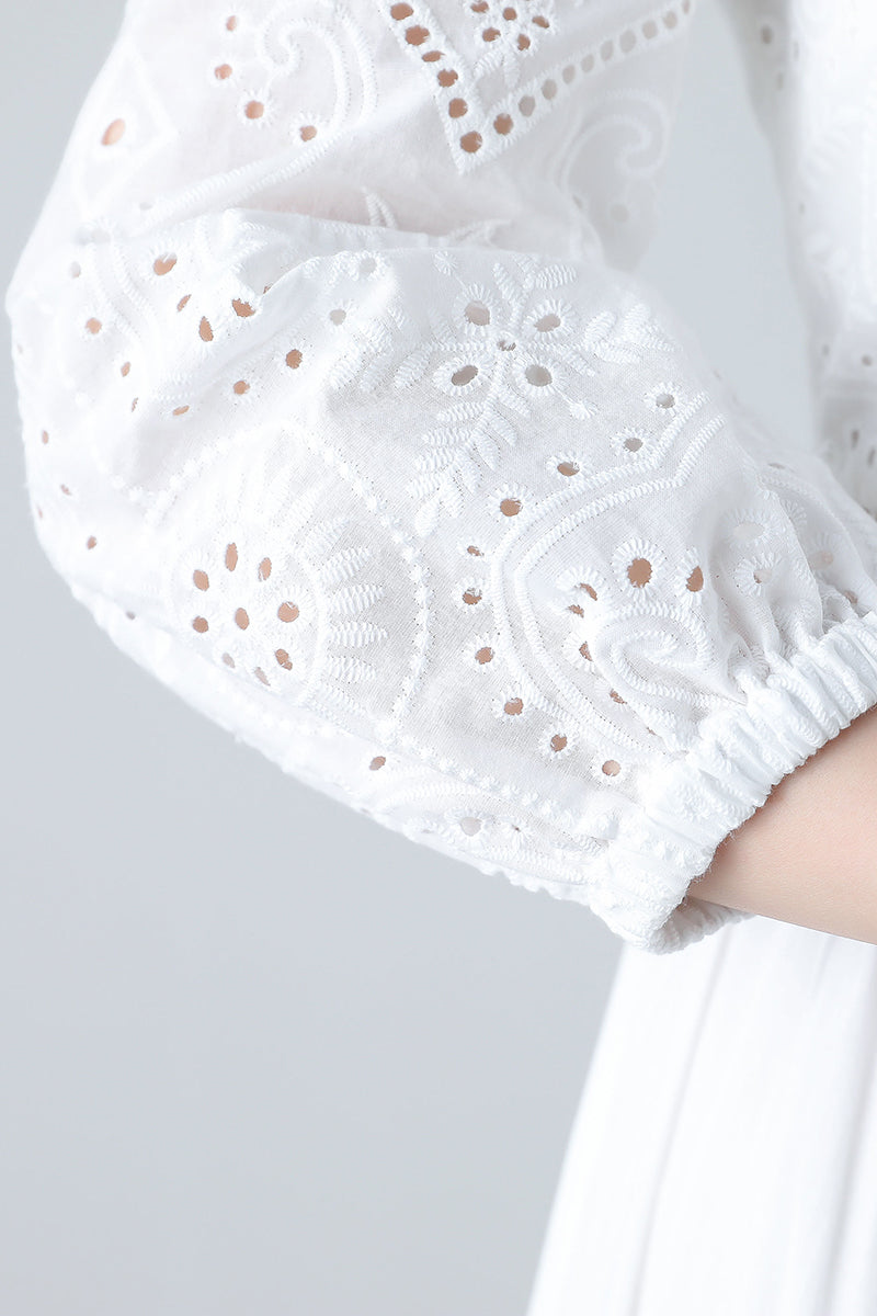 Women's summer white embroidered dress C3458