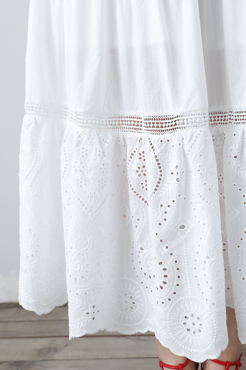 Women's summer white embroidered dress C3458