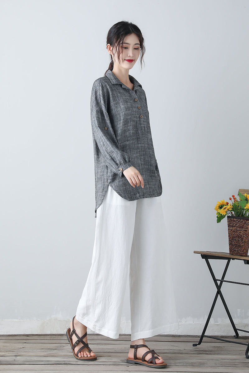 Spring Summer Linen Tops C4851