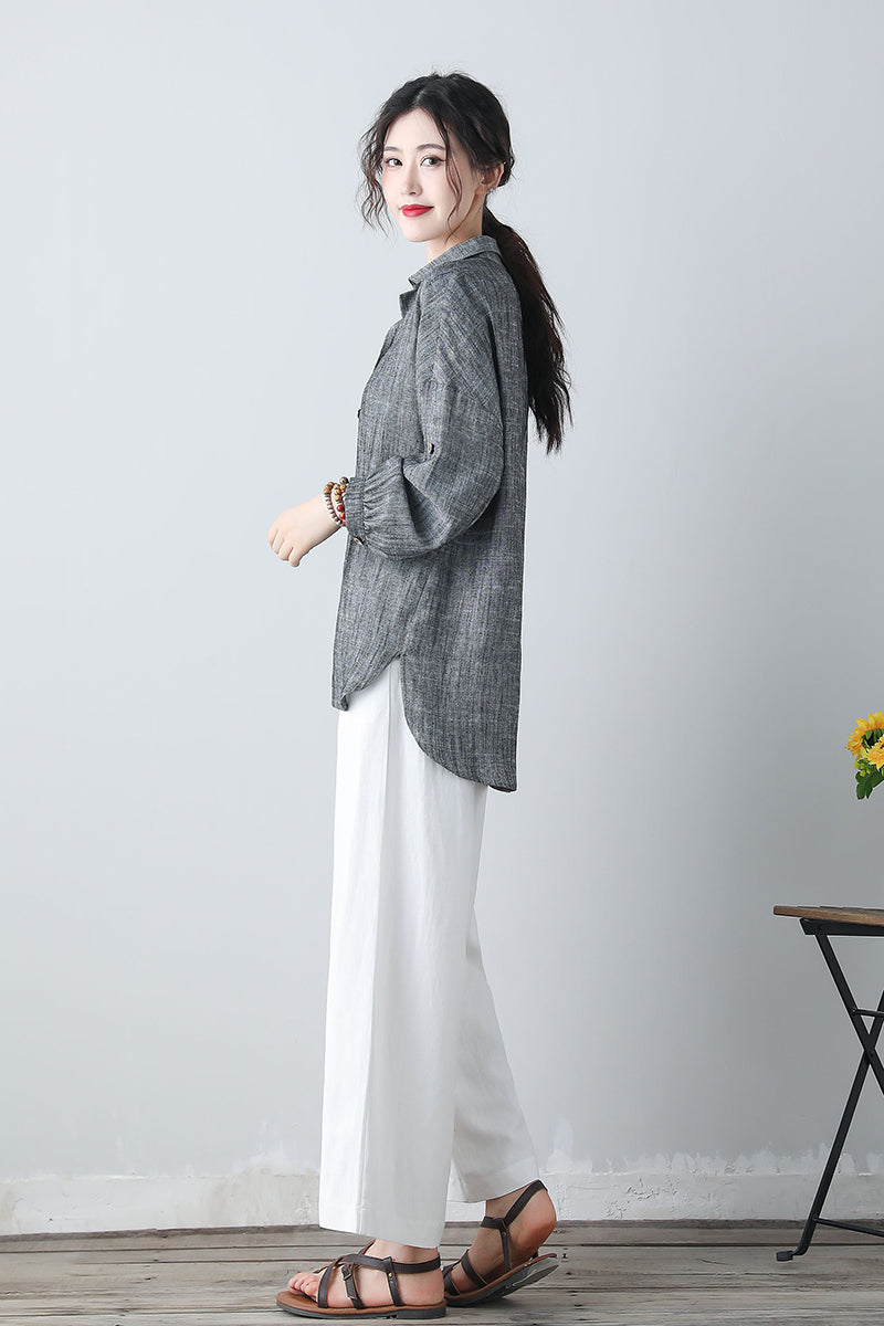 Spring Summer Linen Tops C4851