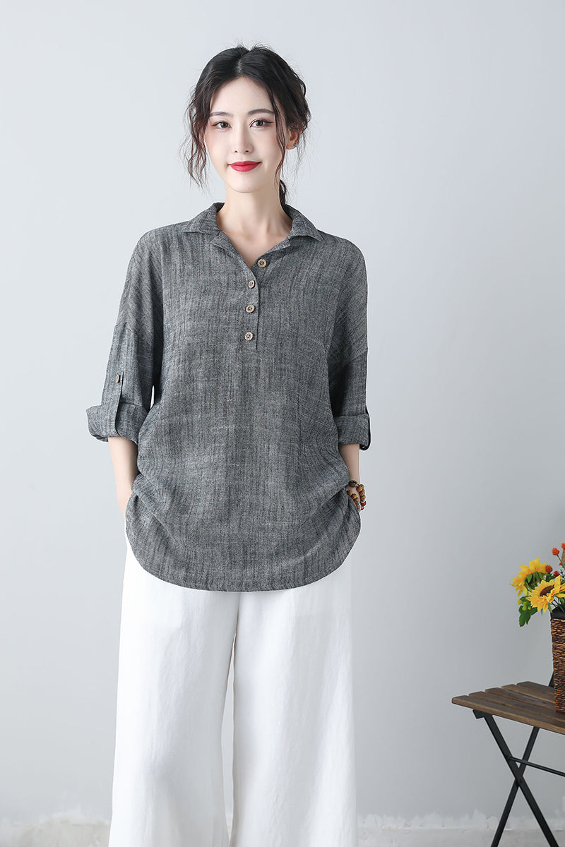 Spring Summer Linen Tops C4851