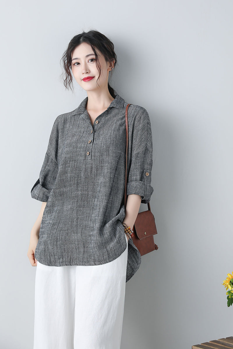 Spring Summer Linen Tops C4851