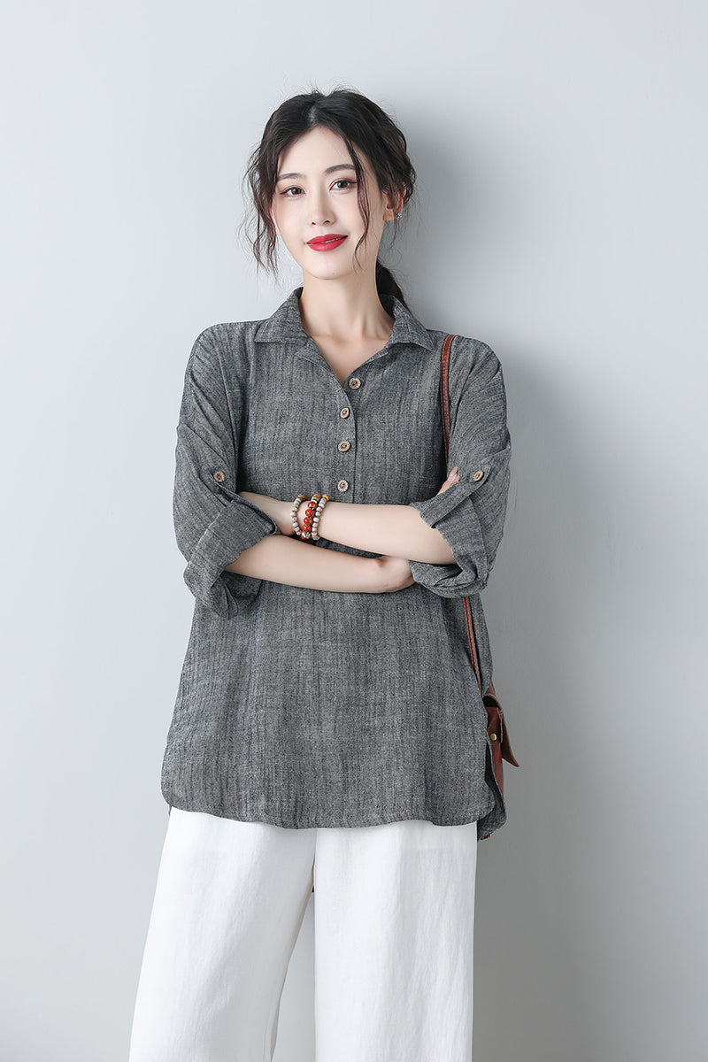 Spring Summer Linen Tops C4851