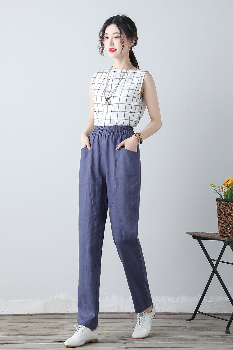 Women's Elastic Waist Long Pants C3451