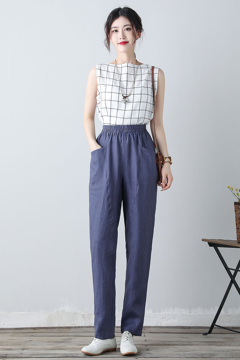 Women's Elastic Waist Long Pants C3451