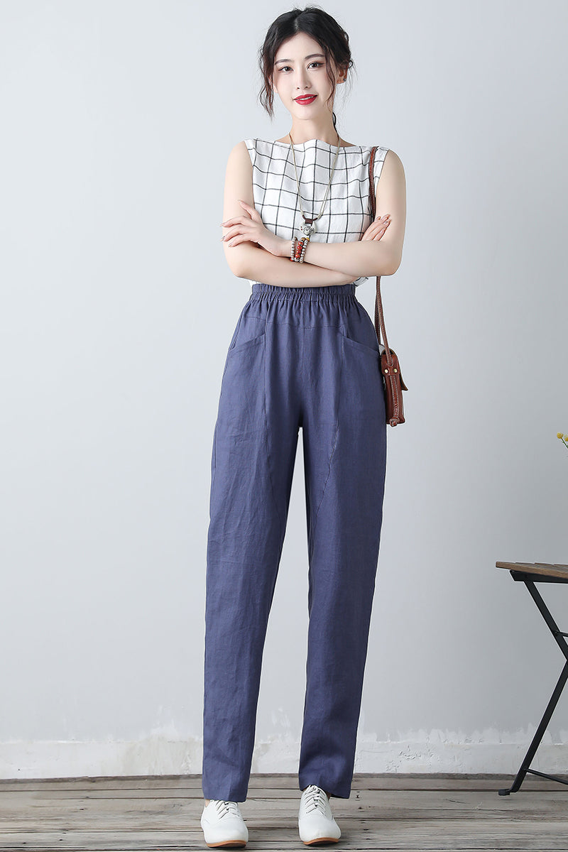 Women's Elastic Waist Long Pants C3451