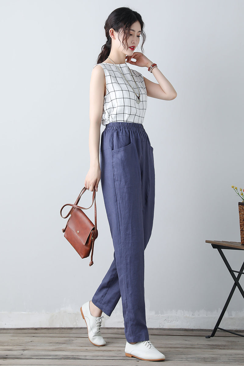 Women's Elastic Waist Long Pants C3451