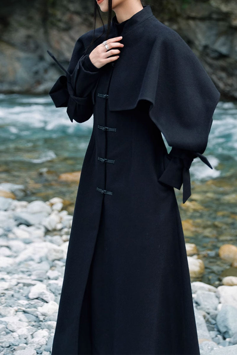 maxi winter long wool cape coat women c3744