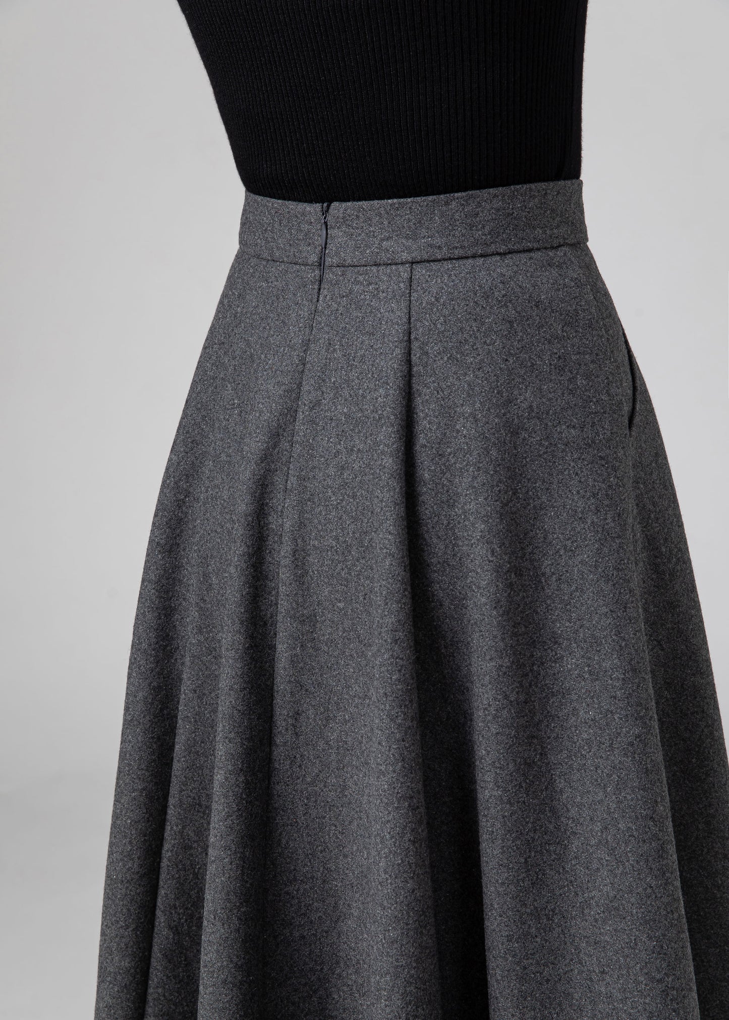 A Line Midi Skirt, Wool Skirt Women C3583