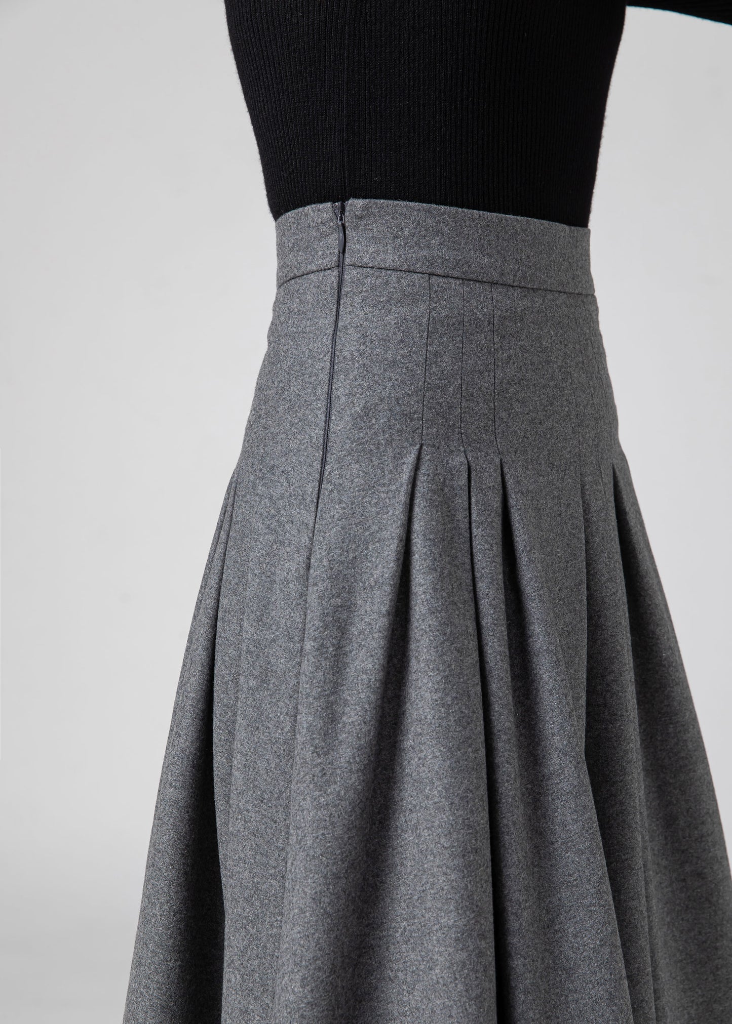 Skater Wool Pleated skirt Women C3585