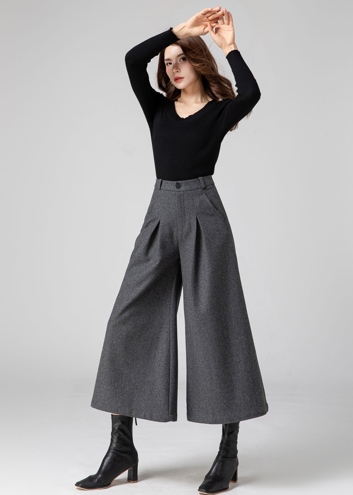 Palazzo Wool Pants Women, Wide Leg Pants C3587