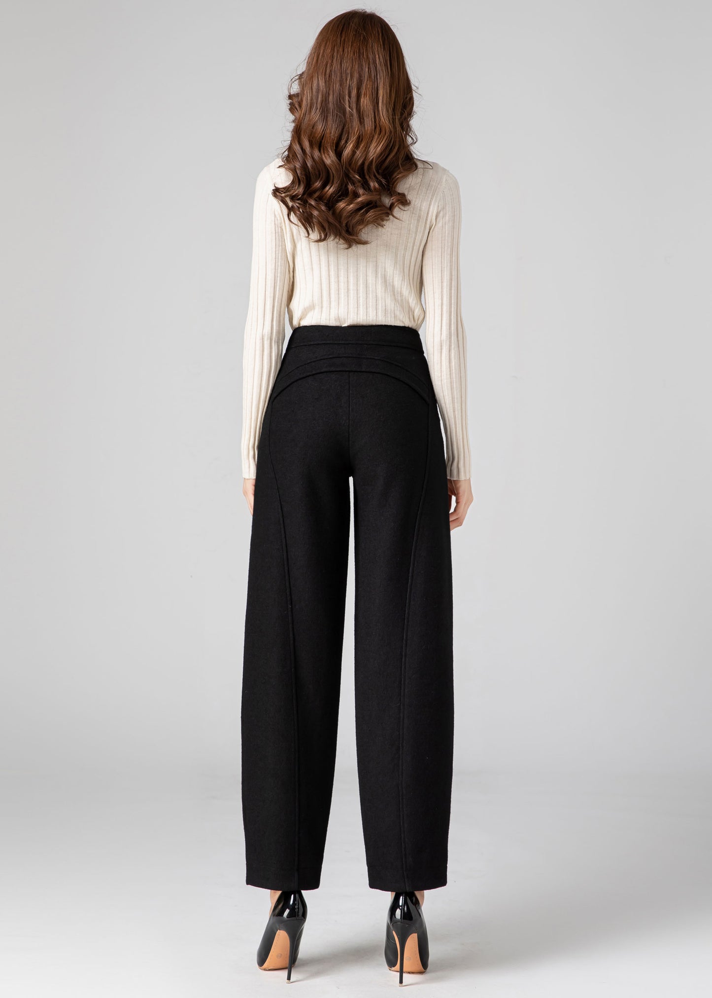 Wool Pants Women, Tapered Pants, Black Wool Pants C3589