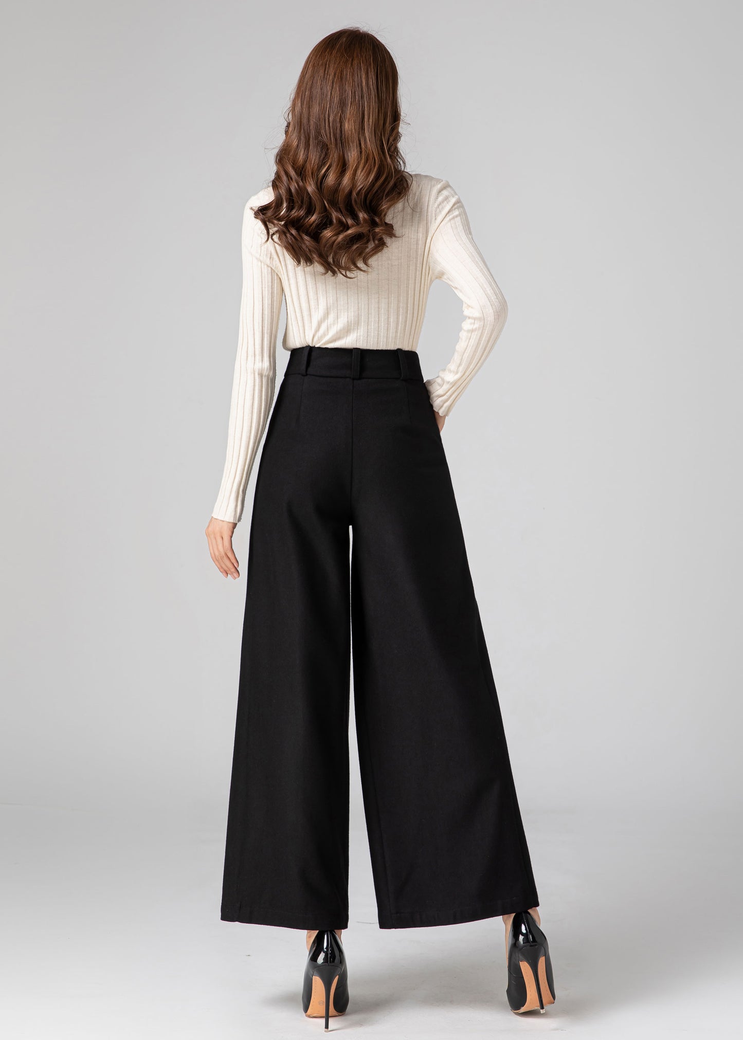 Wide Leg Wool Pants Women, Palazzo Pants C3590