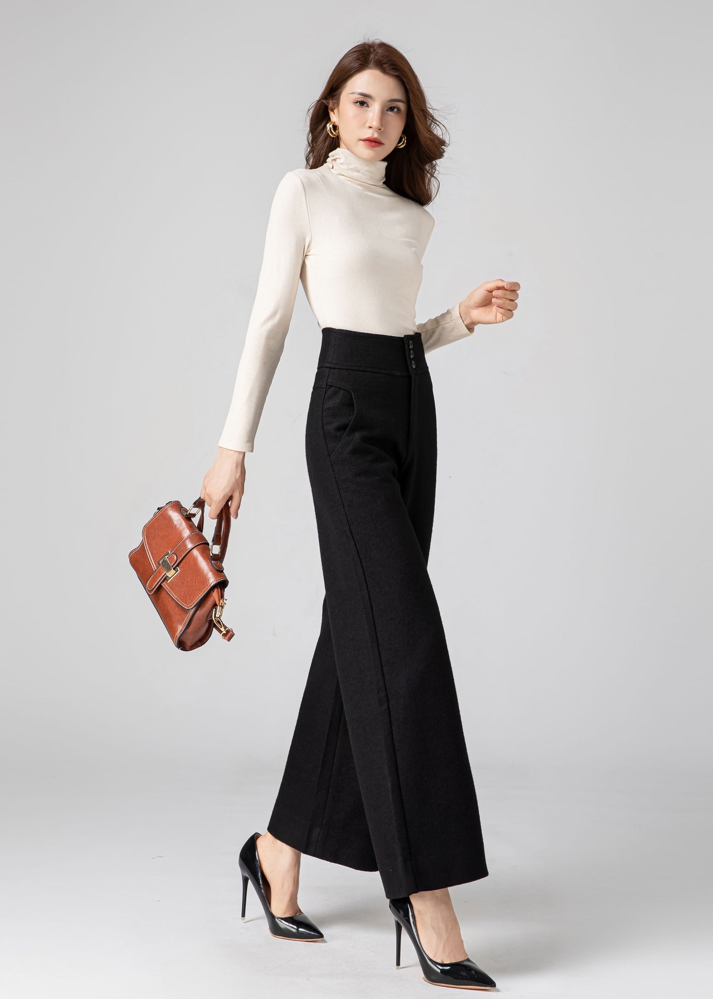 Palazzo Pants Women, Womens Pants, Wide Leg Wool Pants C3591