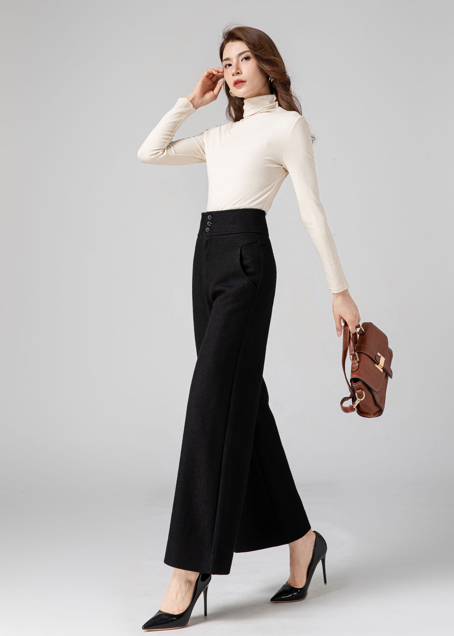 Palazzo Pants Women, Womens Pants, Wide Leg Wool Pants C3591