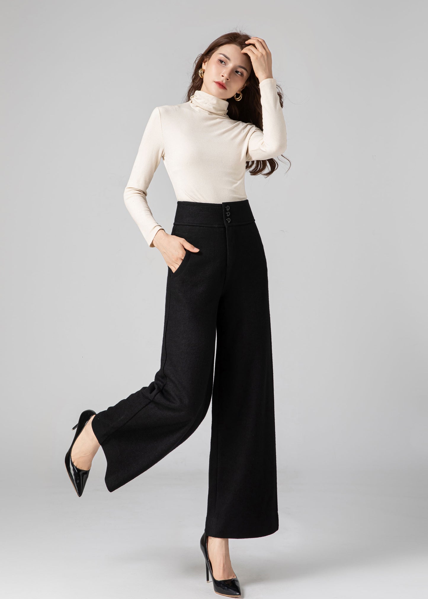 Palazzo Pants Women, Womens Pants, Wide Leg Wool Pants C3591