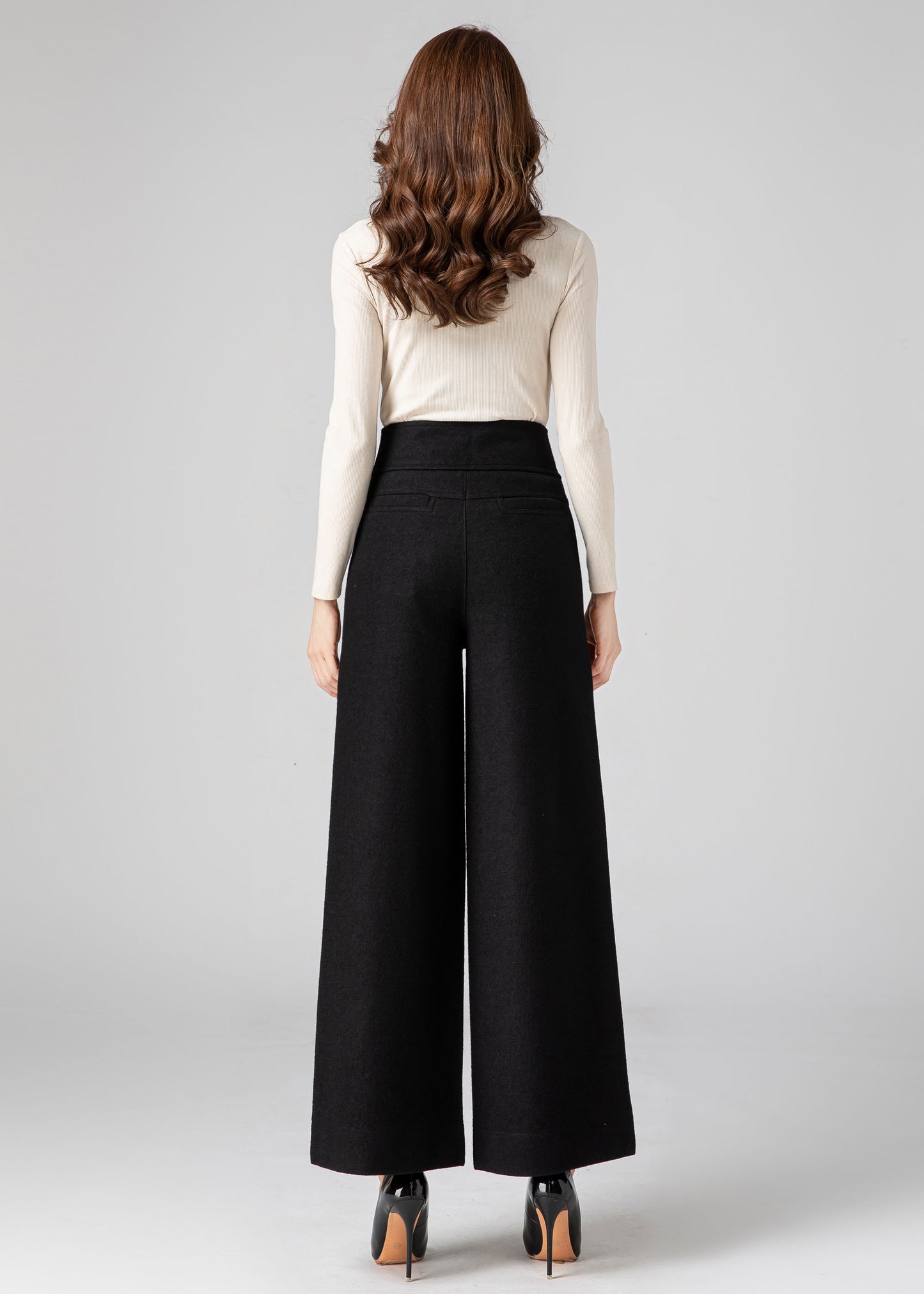 Palazzo Pants Women, Womens Pants, Wide Leg Wool Pants C3591